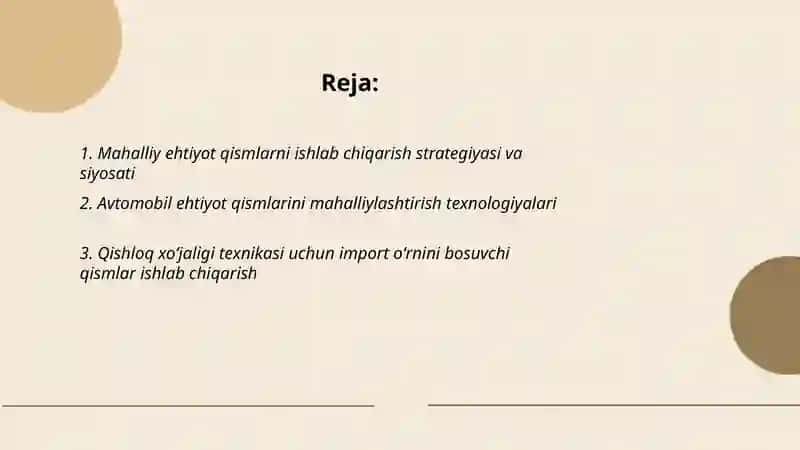 Mahaliylashtirish va import oʻrnini bosuvchi extiyot qisimlarni ishlab chiqarish 2