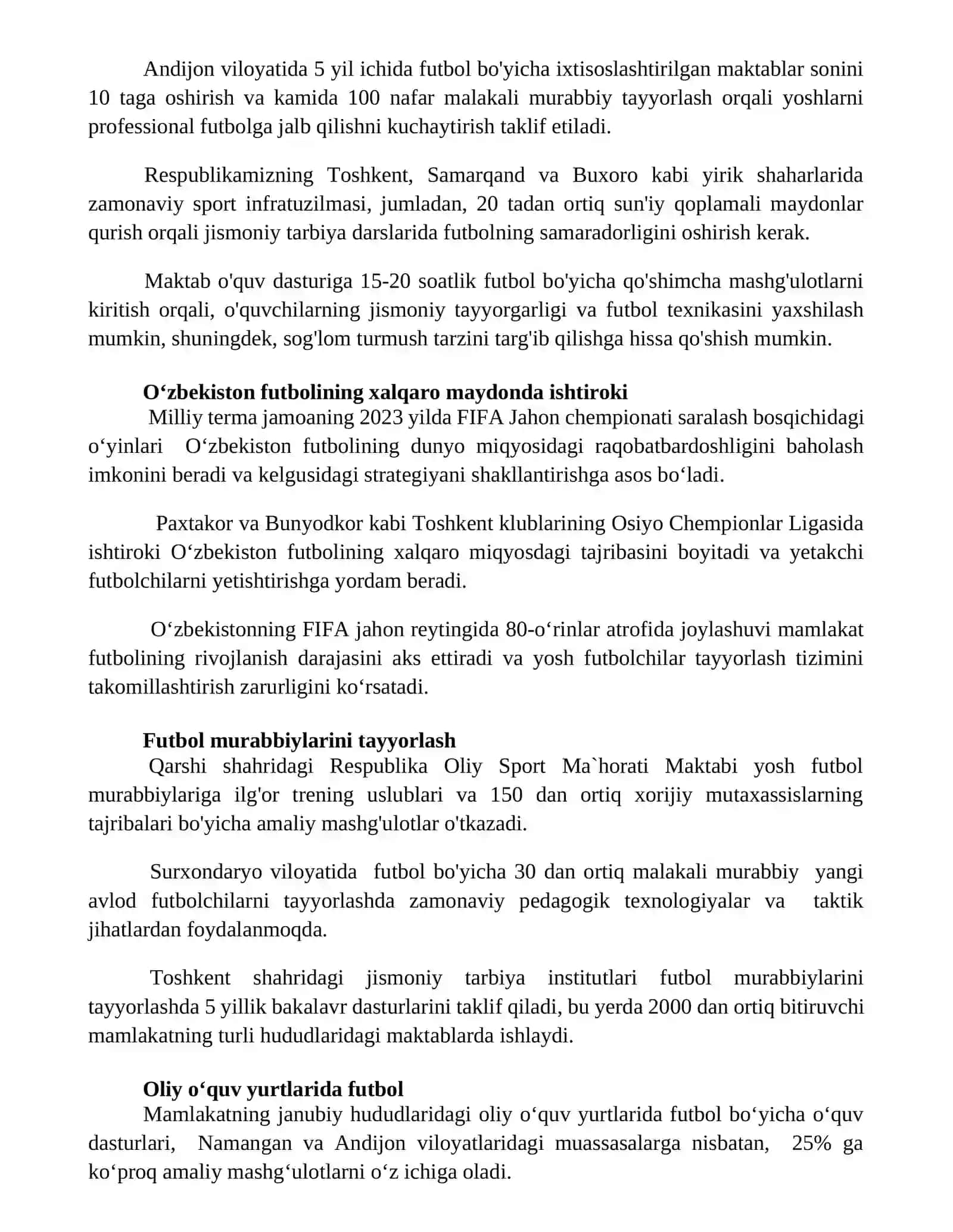 Oʻzbekiston Respublikasi jismoniy tarbiya tizimida futbolning oʻrni 2