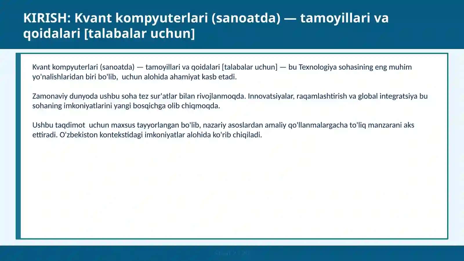 Kvant kompyuterlari (sanoatda) — tamoyillari va qoidalari [talabalar uchun] 2
