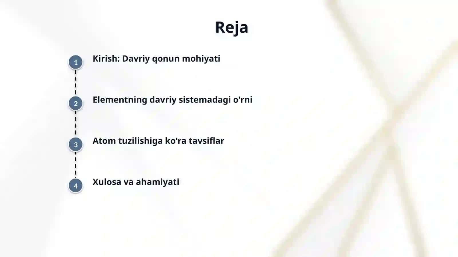 Mavzu : Elemetning davriy sistemadagi o'rni va atom tuzilishiga qarab tavsiflar .d davriy qonunning ahamiyati 2