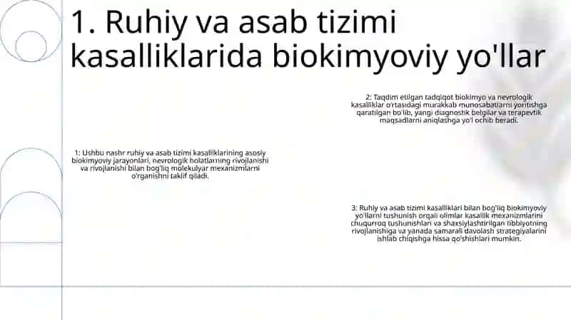 Ruhiy Va Asab Tizimi Kasalliklari Kelib Chiqish Mexanizmlarining Biokimyoviy Aniqlash Yo'Llari 2