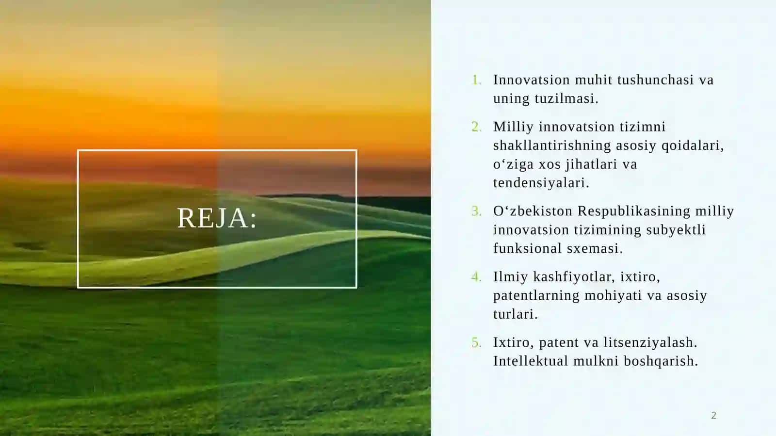 OʻZBEKISTONNING MILIY INNOVATSION TIZIMI 2