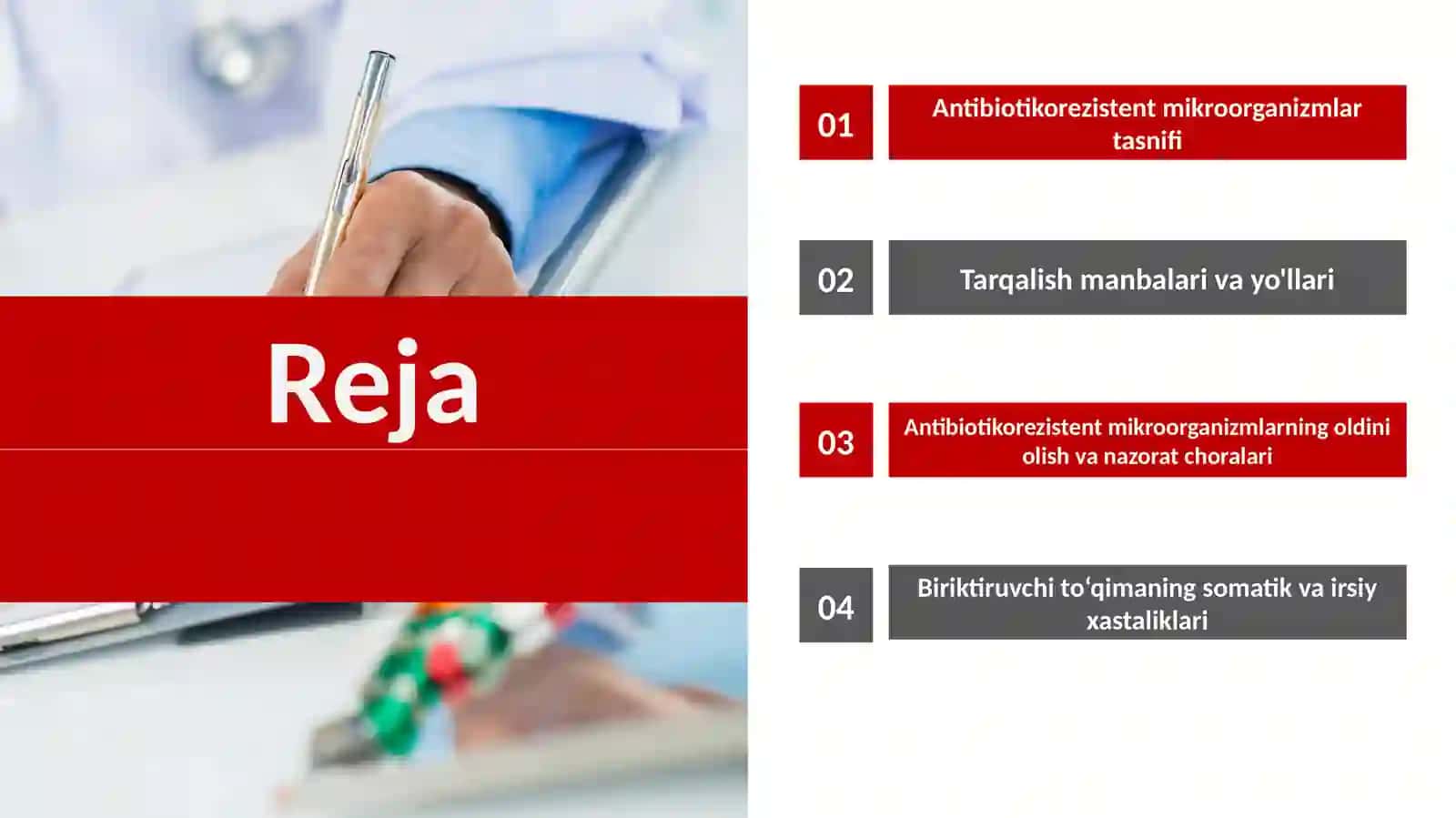Antibiotikorezistent mikroorganizmlar shtammlarining tarqalishi.Biriktiruvchi toʻqimaning somatik va 2