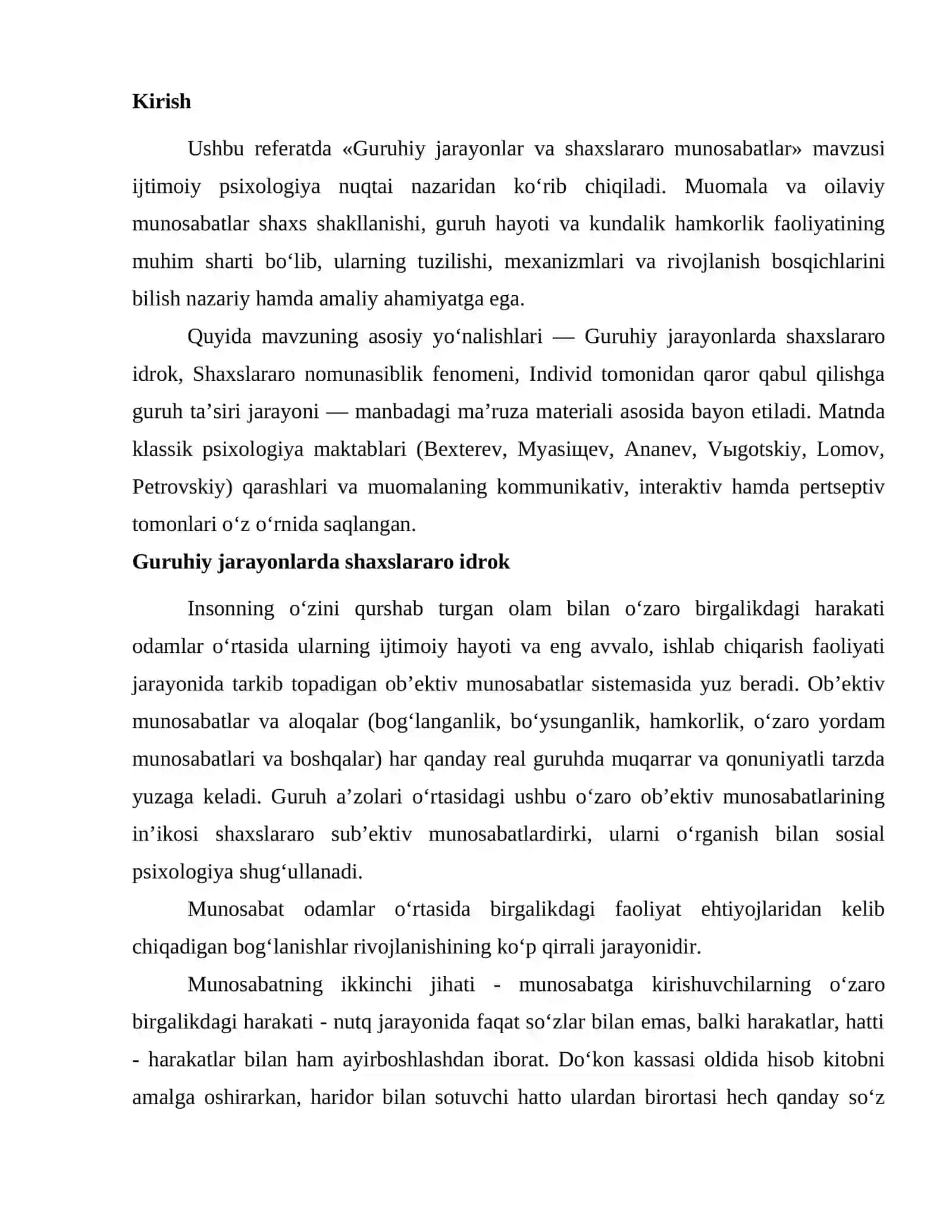 Guruhiy jarayonlar va shaxslararo munosabatlar 2