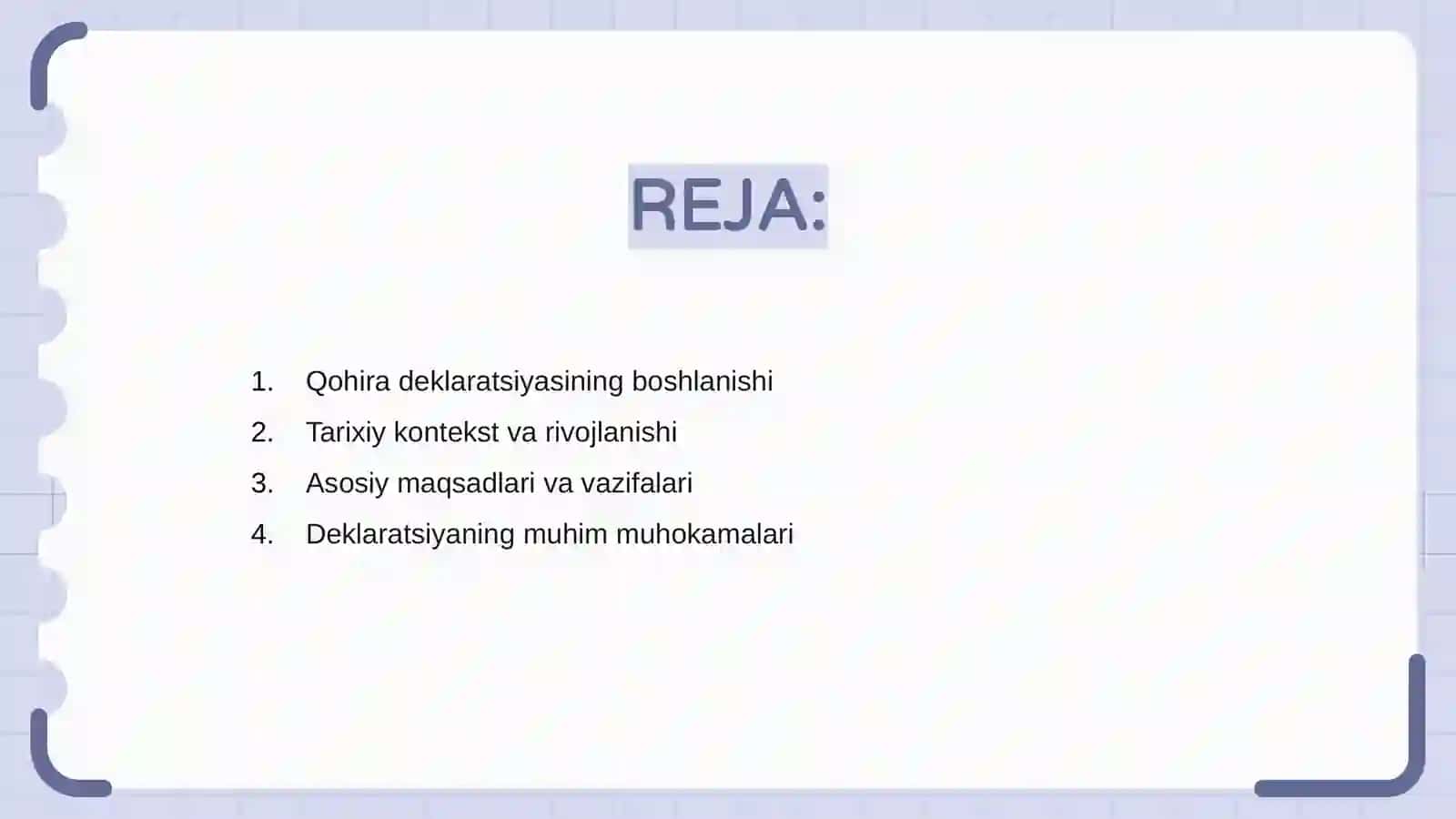 Qohira deklaratsiyasi tarixi va mazmuni 2