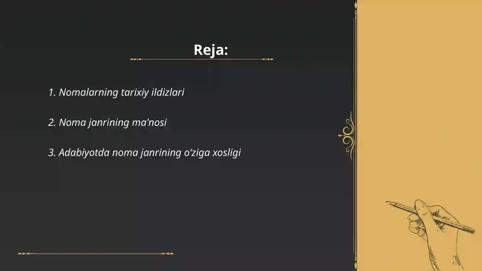 Ózbek adabiyotida noma janrining paydo bólishi 2