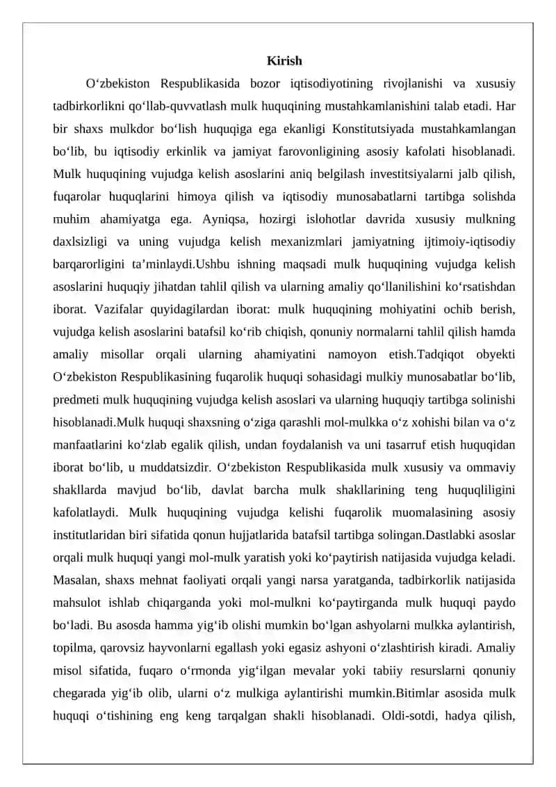 Mulk huquqini vujudga kelish asoslari 2