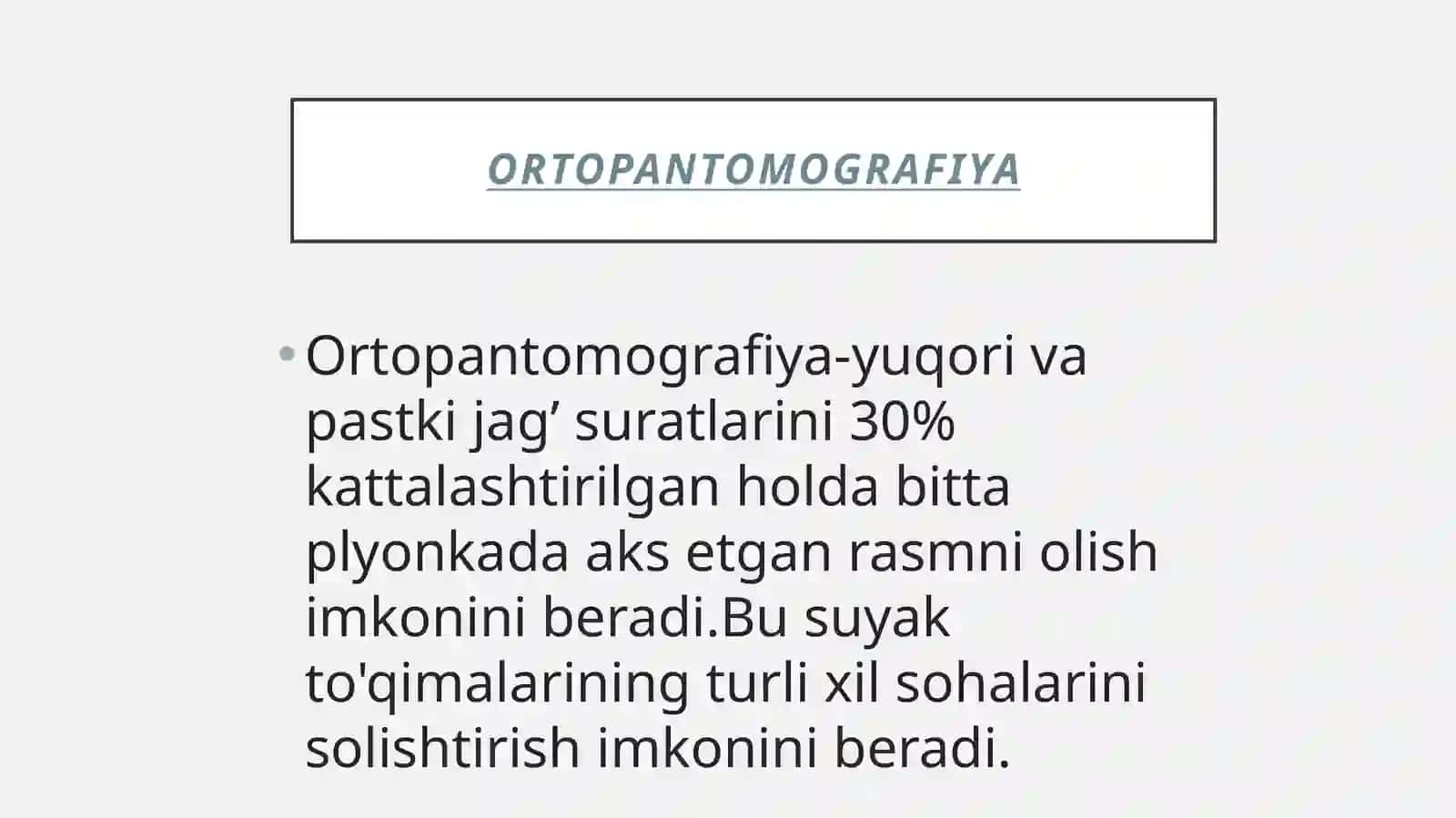 Temporamandibulyar bo'g'imning diagnostikasi uchun turli xil nurlanish usullarining qiyosiy tavsiflari 2