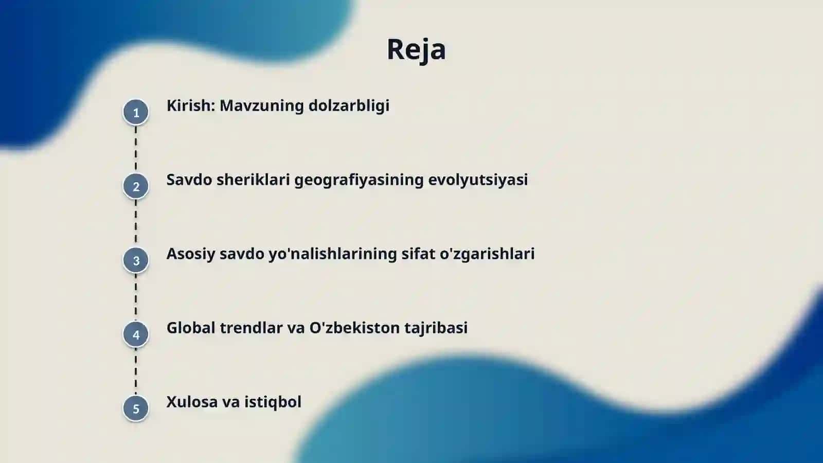 O'zbekiston tashqi savdo munosabatlari geografiyasining sifat jihatdan o'zgarib borishi 2
