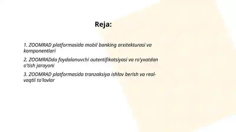ZOOMRAD platformasida mobil banking arxitekturasi 2