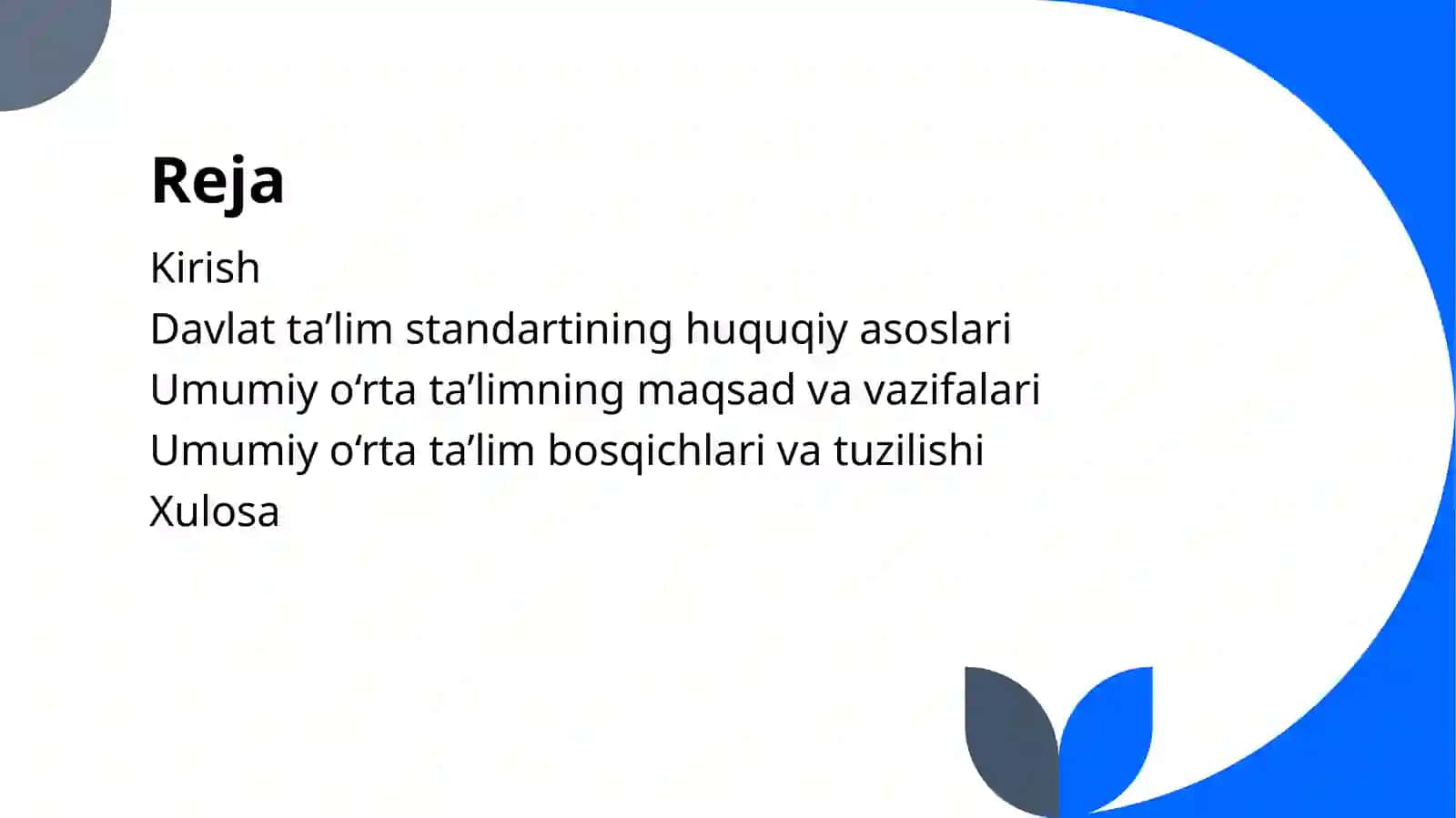 O'zbekiston Respublikasi umumiy o'rta ta'lim davlat ta'lim standarti 2