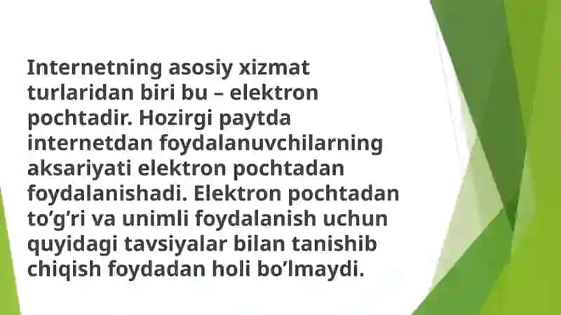 E-mail haqida ma`lumot va ulanishlash 2