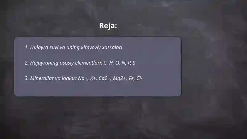 Hujayraning kimyoviy tarkibi 2