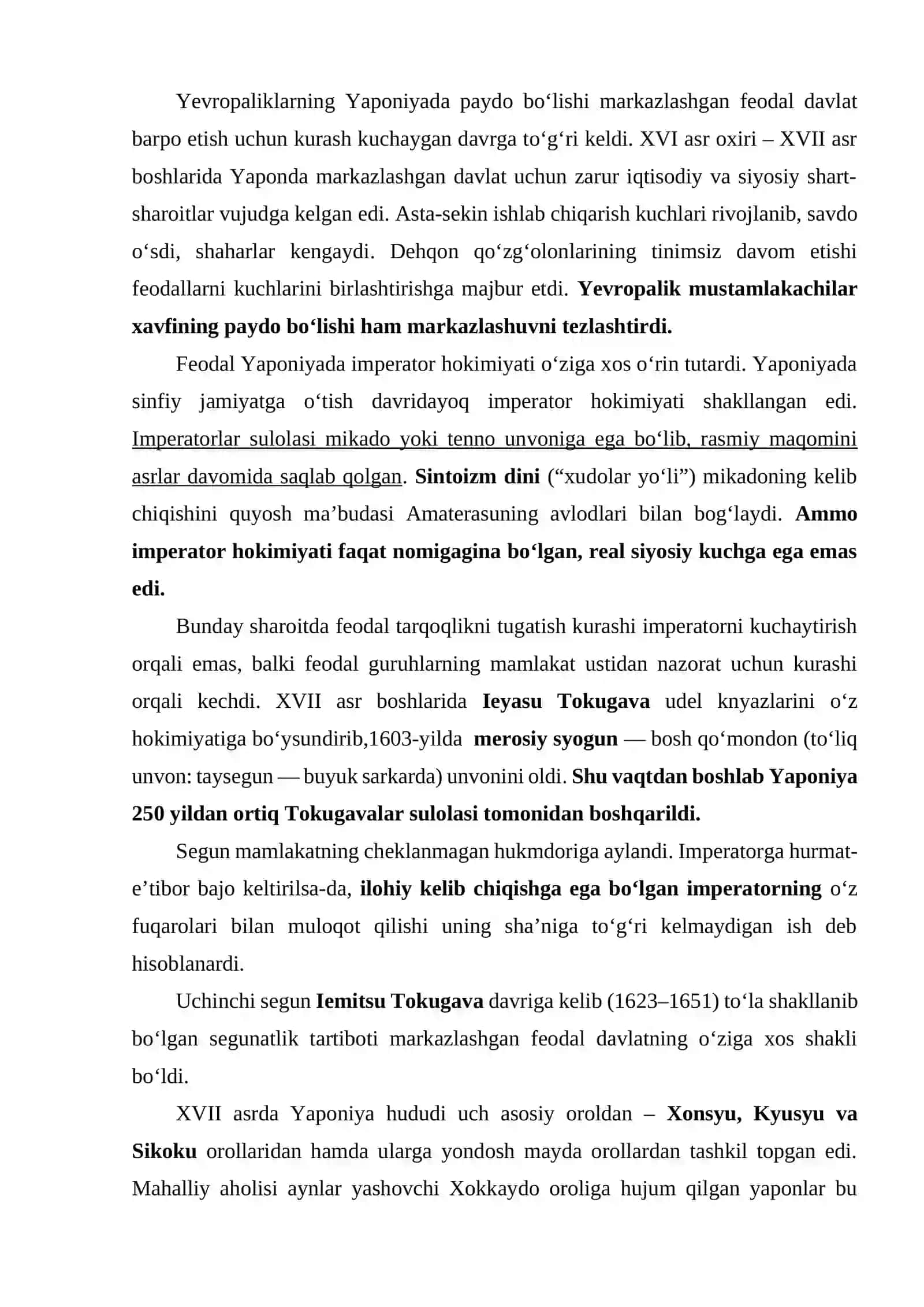 Yaponiya yangi davrda: tarixiy rivojlanishning asosiy voqealari va jarayonlari 2