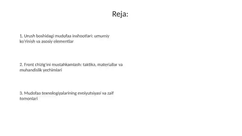 Urush boshidagi mudofaa inshootlari 2
