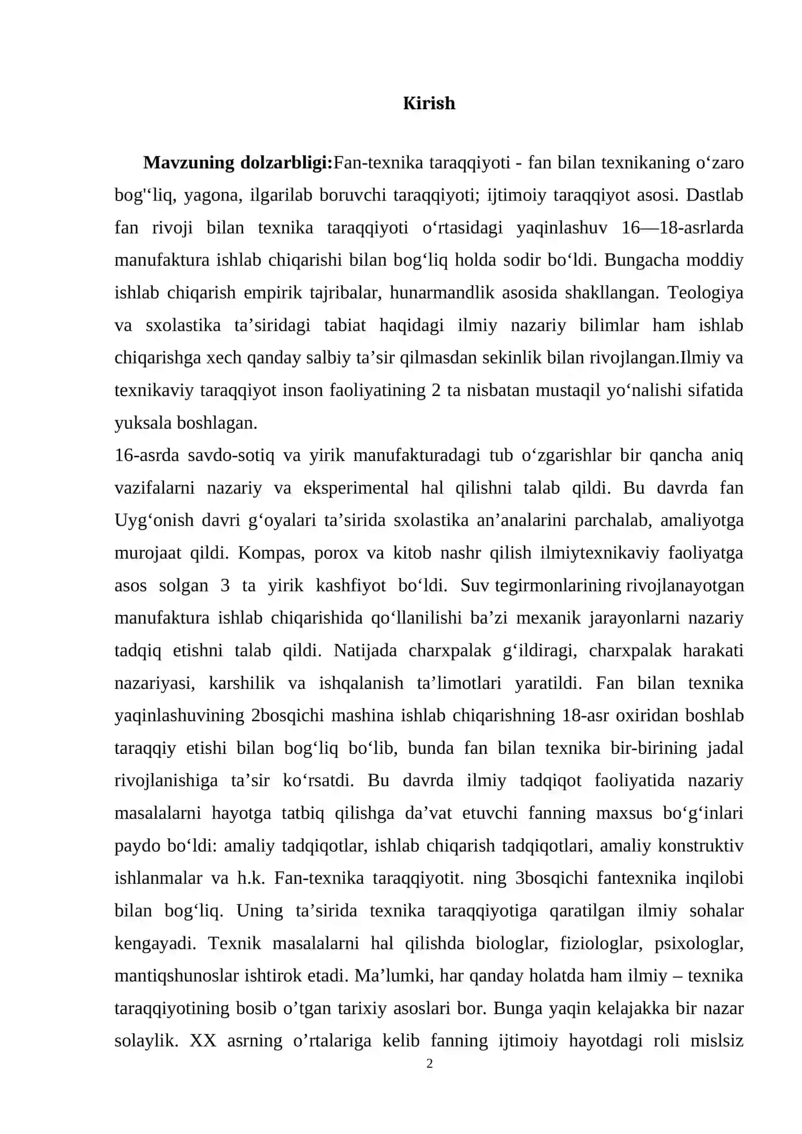 Fan va texnika taraqqiyotining jadalashuvi 2