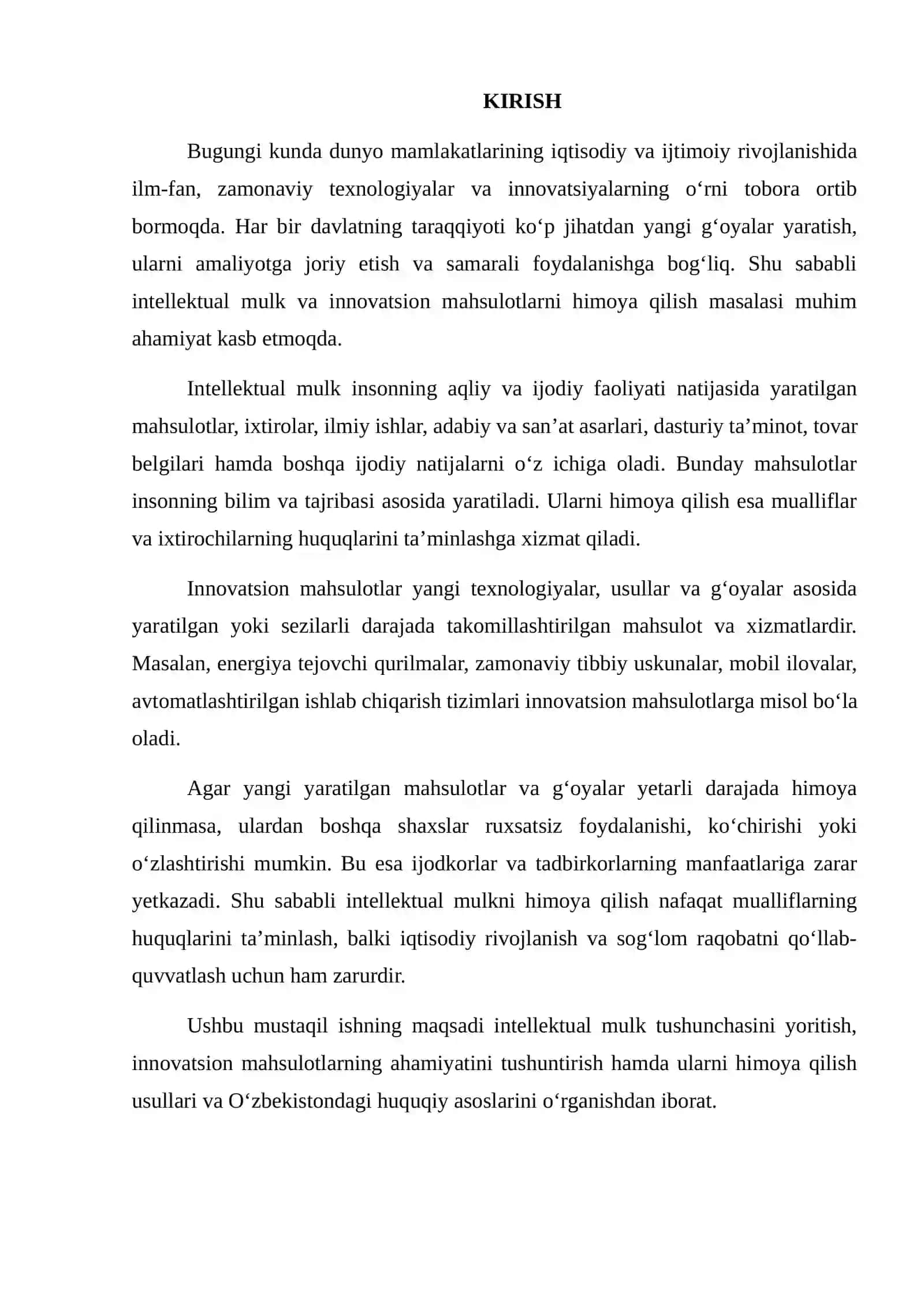 INTELLEKTUAL MULK VA INNOVATSION MAHSULOTLARNI HIMOYA QILISH 2