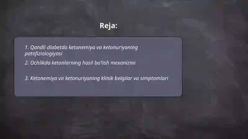 Qaпdli diabet vа ochlikda kеtоnuriуа vа kеtоnemiуа by Adizova Madinabonu 2