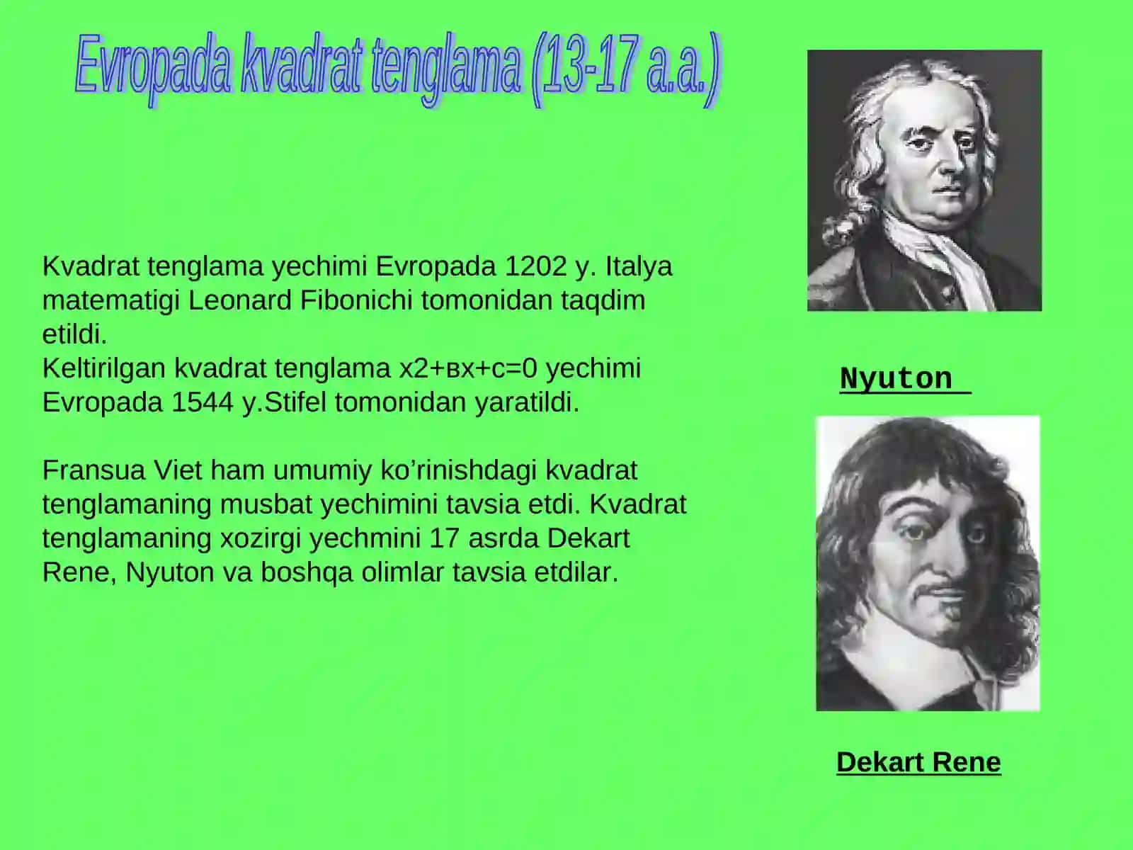 Kvadrat tenglamaga doir masalalar 2