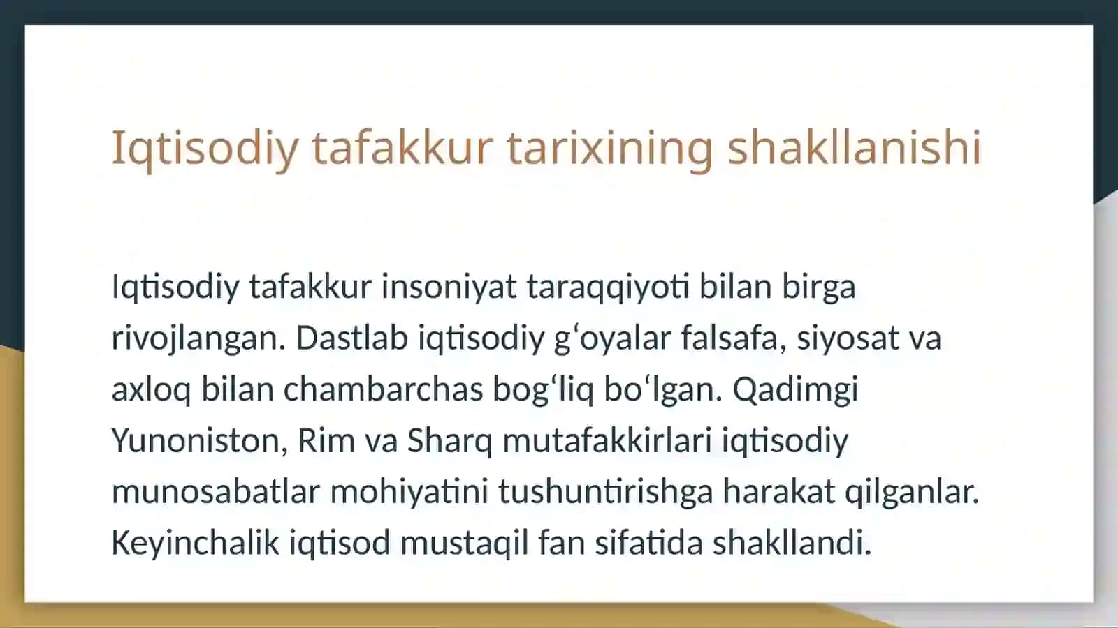 Buyuk iqtisodchi olimlar taʼlimot va tadqiqotlarini oʻrganish 2