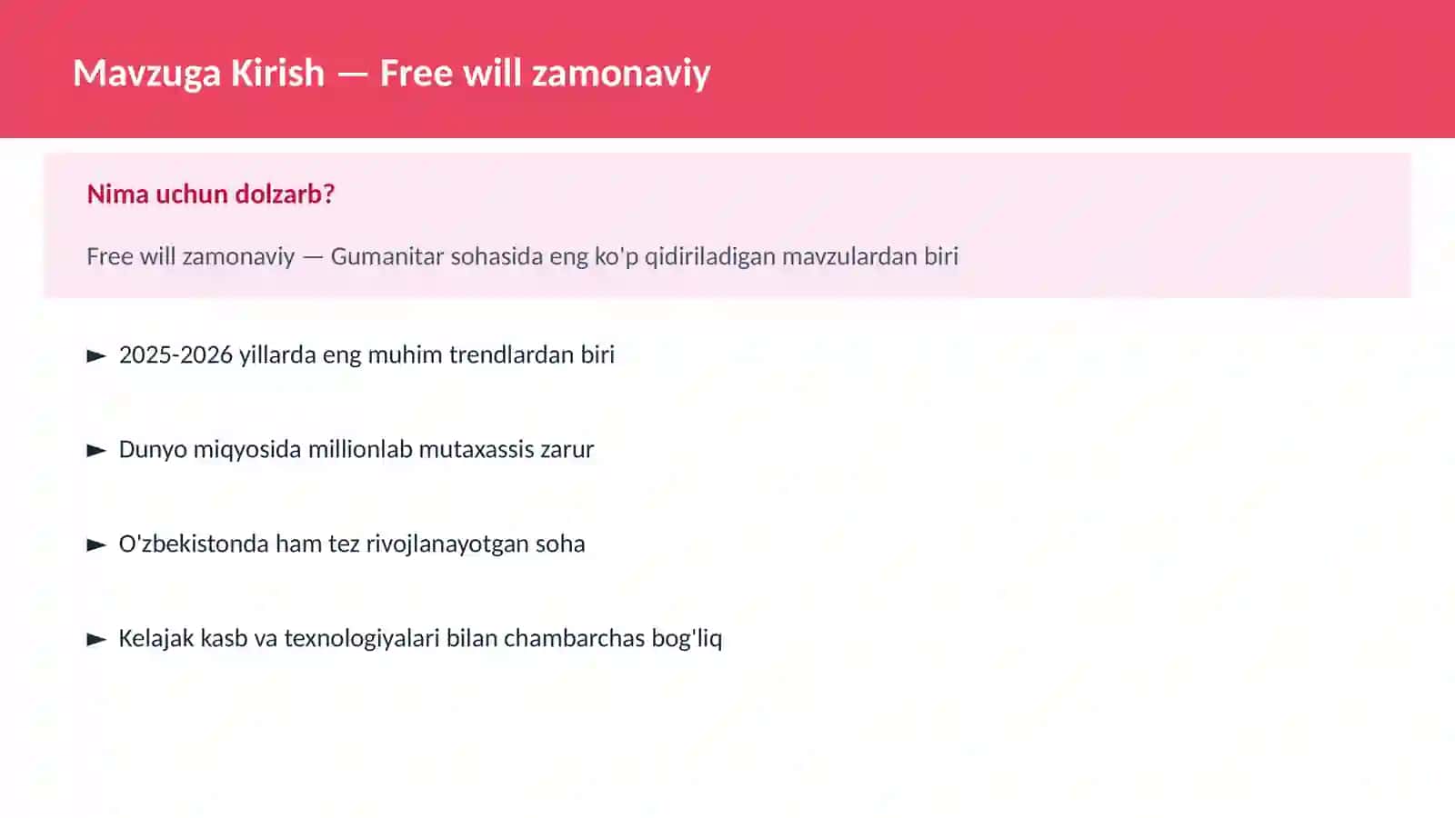Free will zamonaviy 2