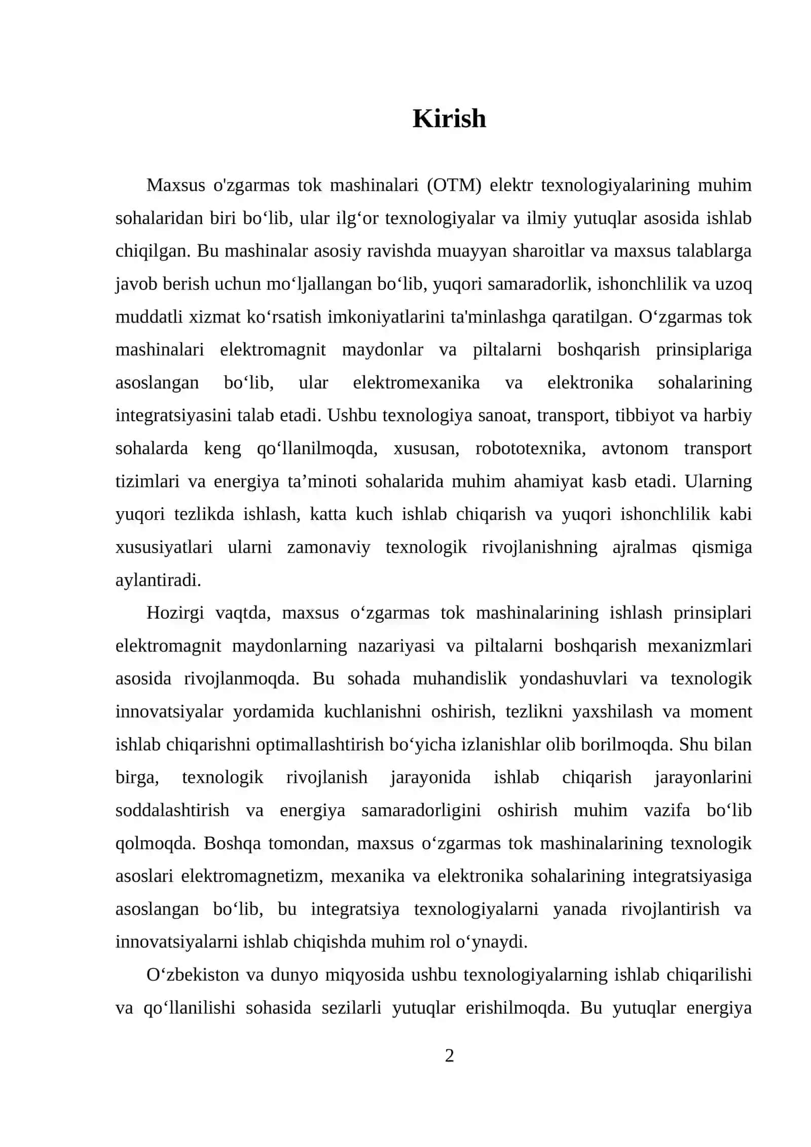 Maxsus o'zgarmas tok mashinalari 2