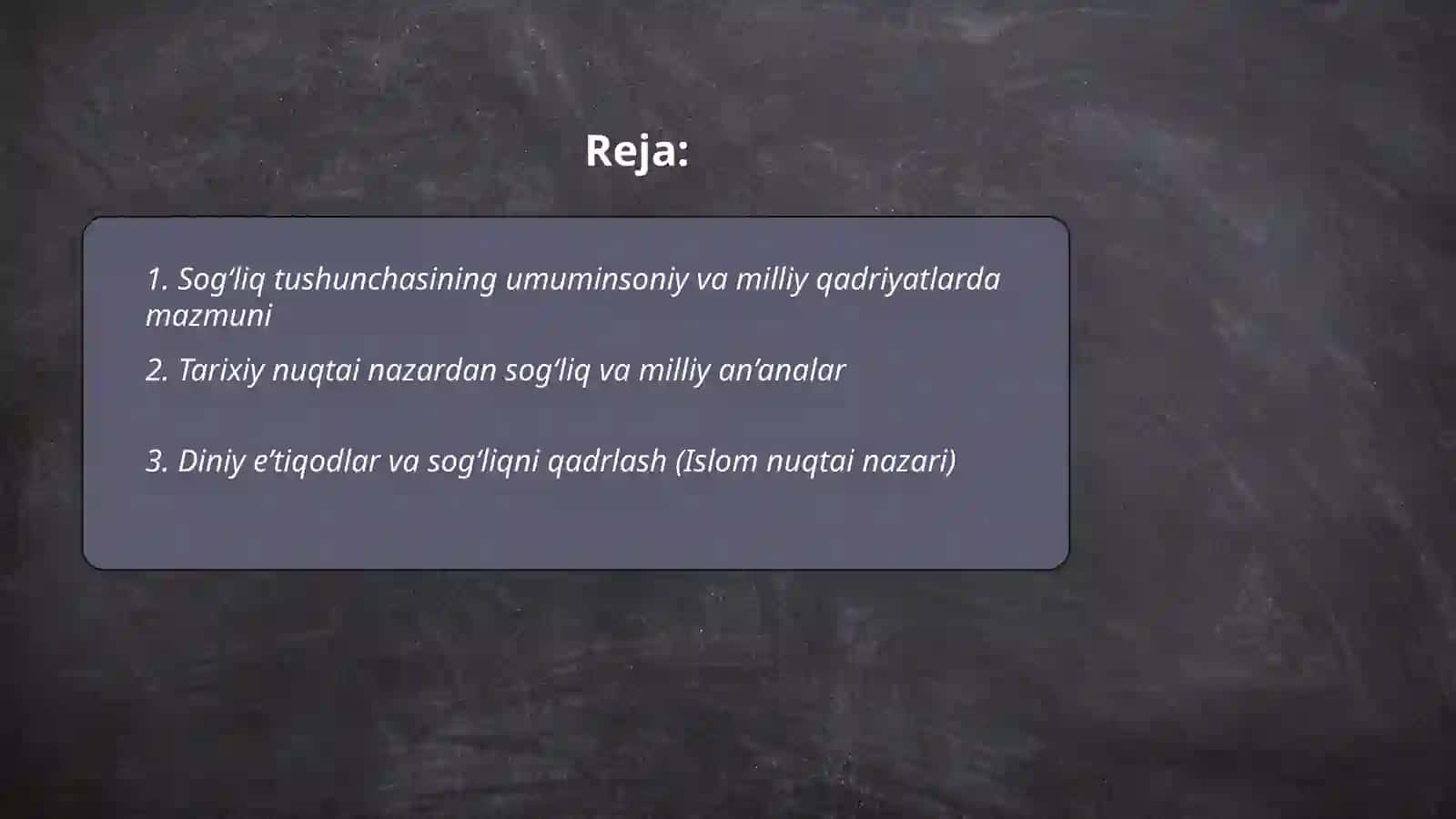 Umuminsoniy va milliy qadriyatlardagi sog‘liq konsepsiyasi 2