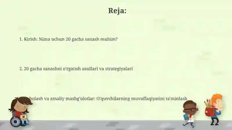 Yordamchi maktabda 20ichidan raqamlashni órgatish 2