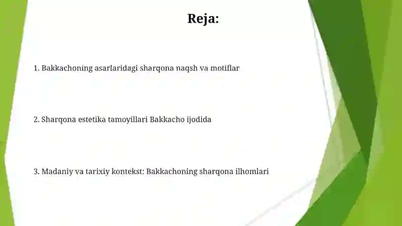 Bakkacho ijodida sharq mativlari 2