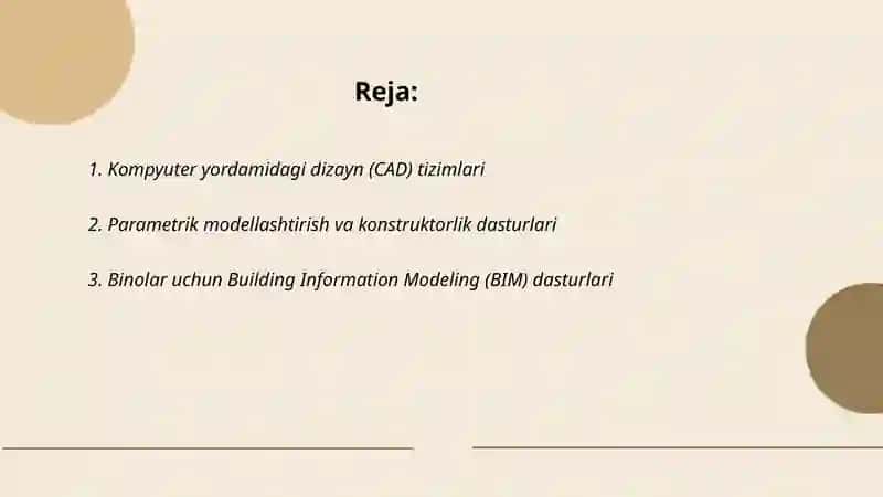 Kompyuter yordamidagi dizayn (CAD) tizimlari 2