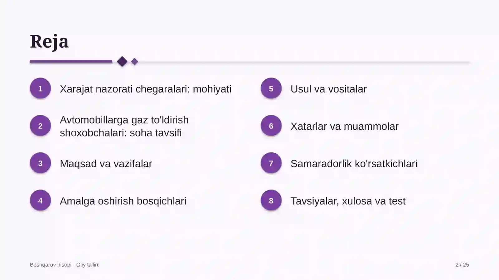 Avtomobillarga gaz to'ldirish shoxobchalarida xarajatlarni nazorat qilish chegaralarini belgilash 2