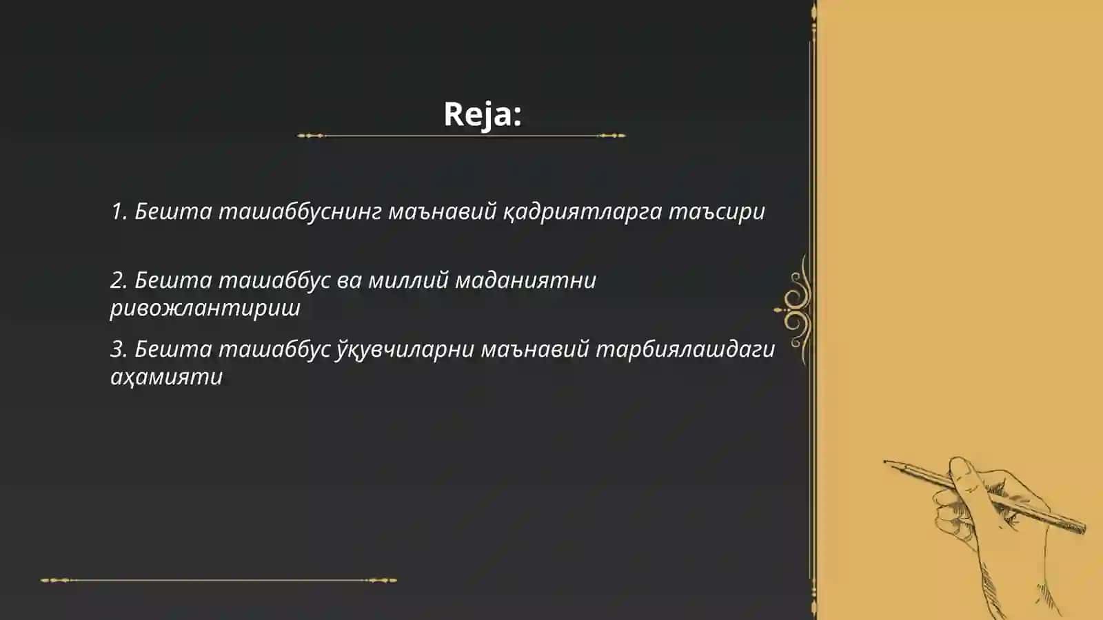 Бешта ташаббус ва унинг юксак маънавий маданиятни таъминлашдаги ўрни 2