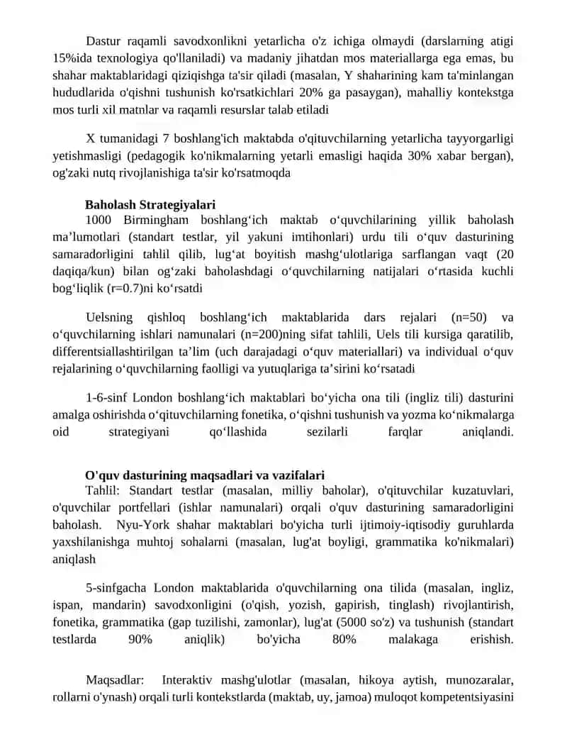 Boshlangich sinf ona tili dasturining tahlili 2