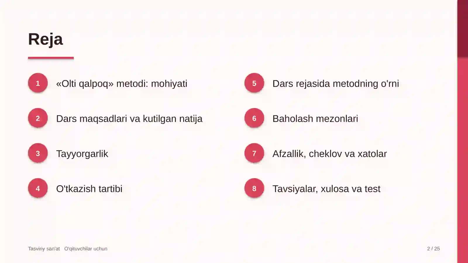 tasviriy san'at darslarida olti qalpoq metodidan foydalanish 8748 2