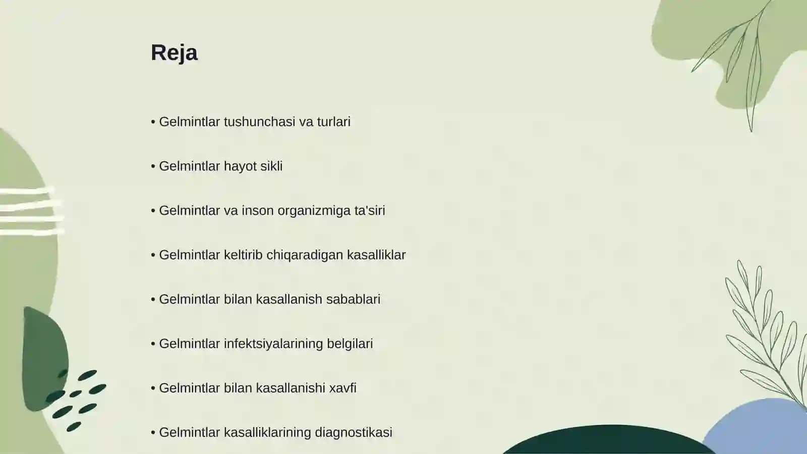 Gelmintlar toʻgʻrisida umumiy tushuncha. Gelmintlar keltirib chiqaradigan kasalliklar 2