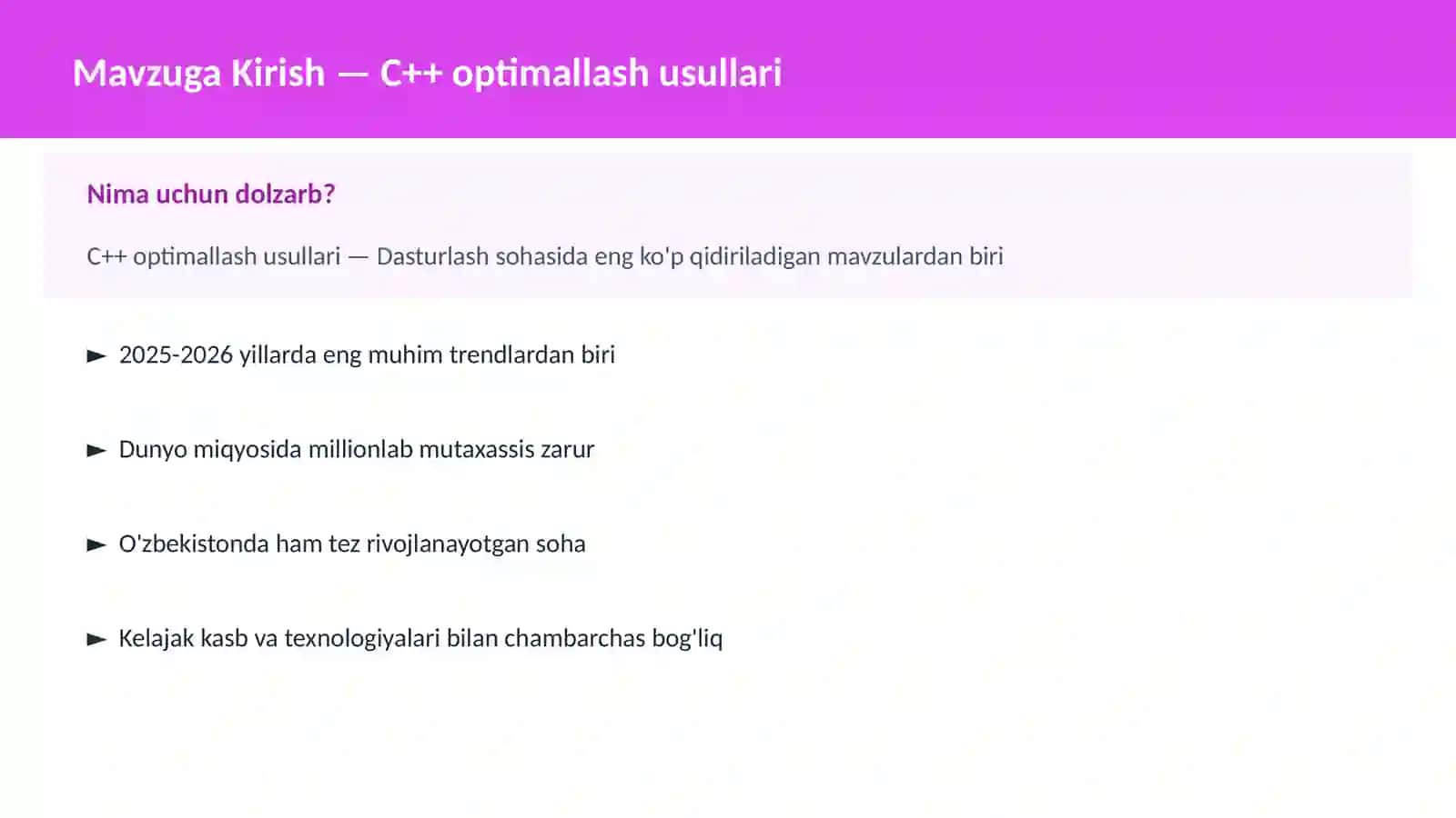 C++ VA TIZIM DASTURLASH 2