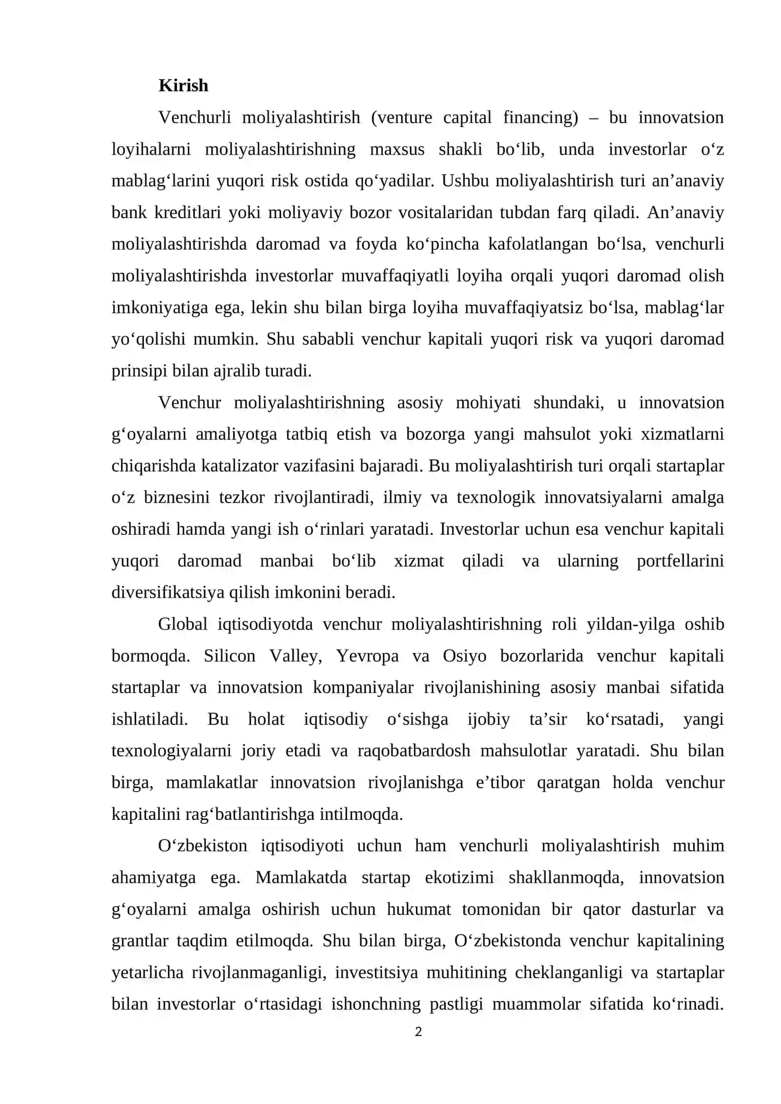Venchurli moliyalashtirish 2