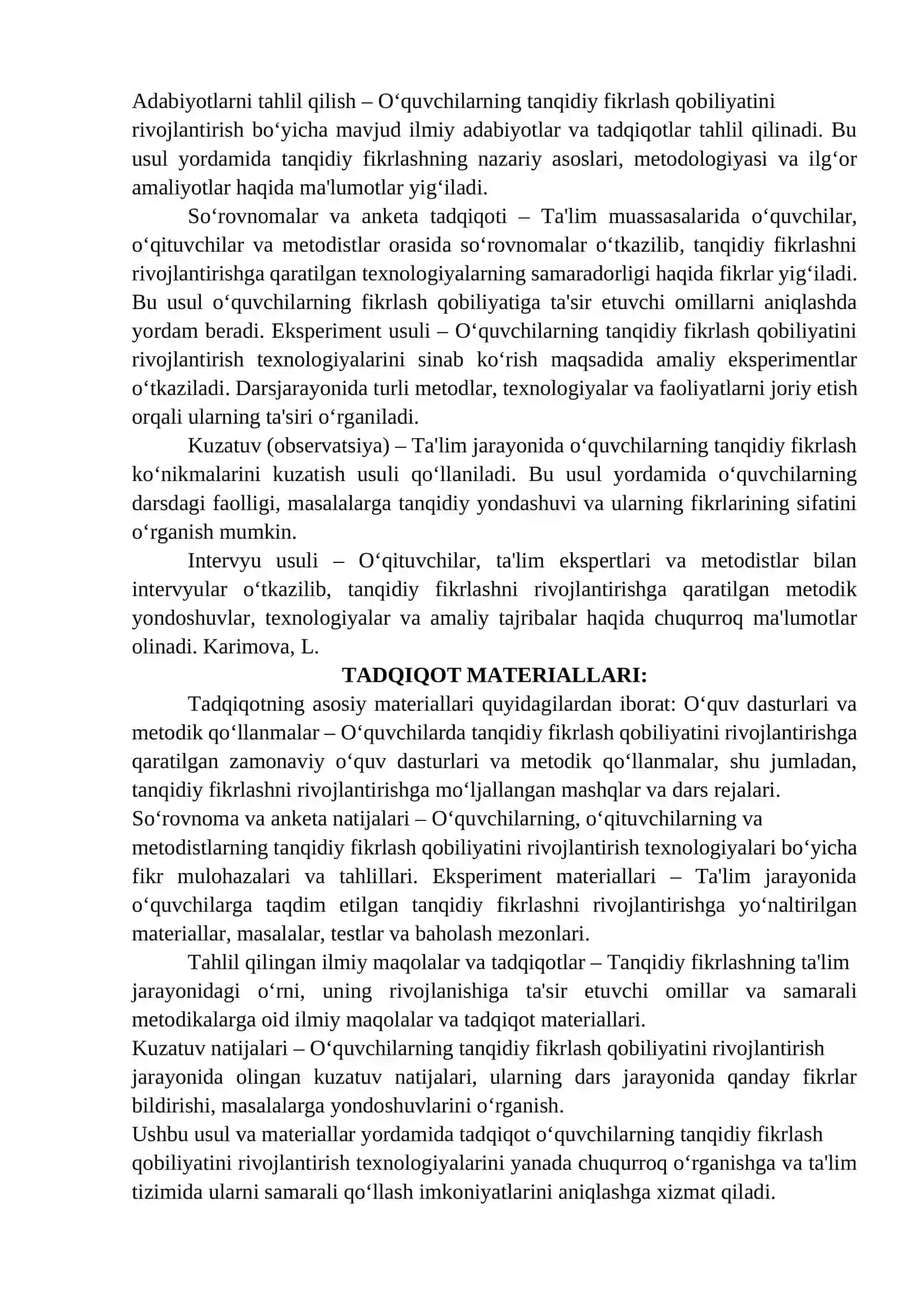 Ta’limda kritik fikrlashni shakllantirish va baholash mezonlari 2