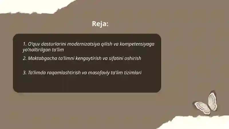 Oʻzbekiston Respublikasida ta'lim sohasida amalga oshirilgan islohotlar Amirova Sevinch 2
