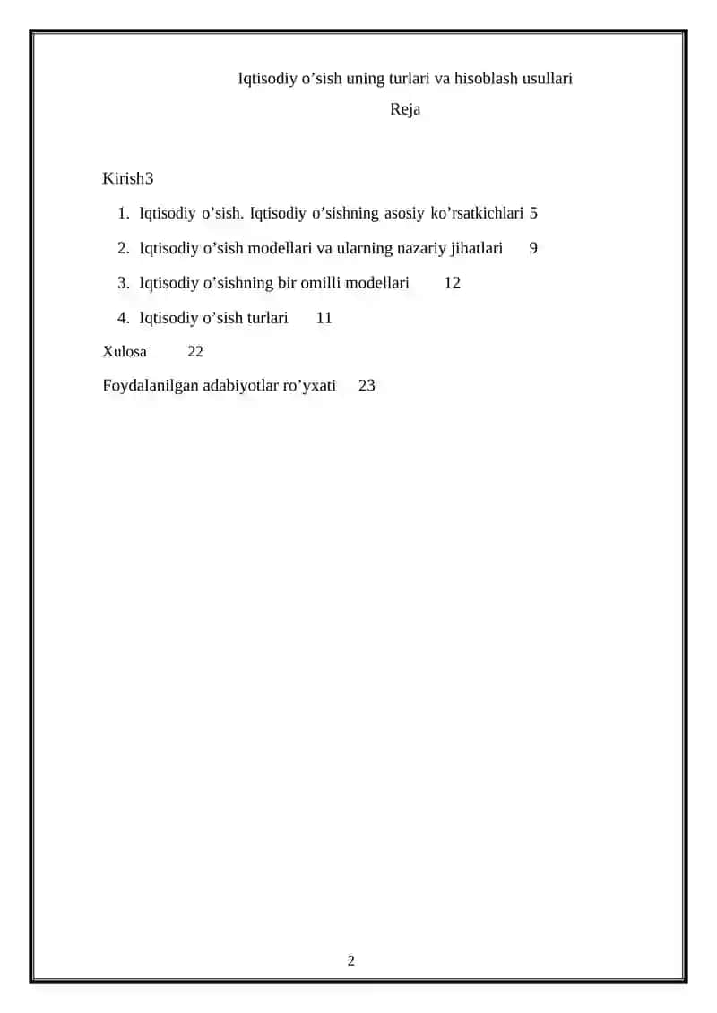 Iqtisodiy o’sish uning turlari va hisoblash usullari 2
