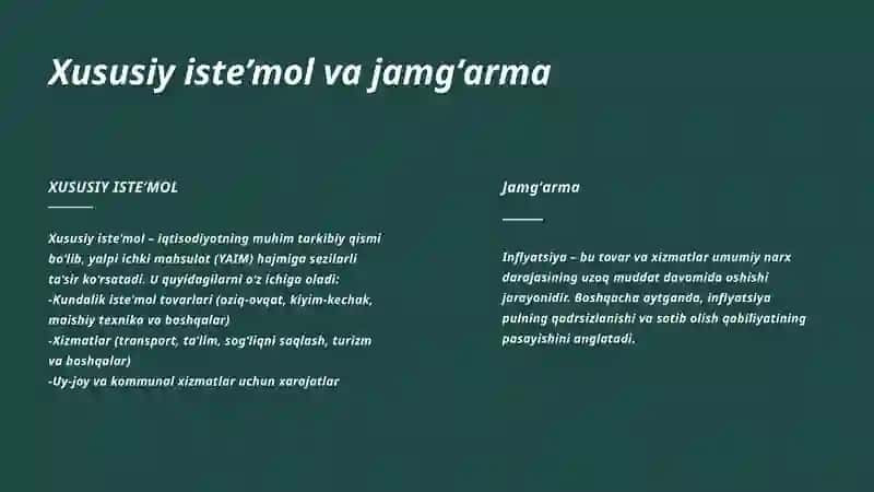 Xususiy iste'mol va jamgʻarmaning iqtisodiy oʻsishga ta'siri 2