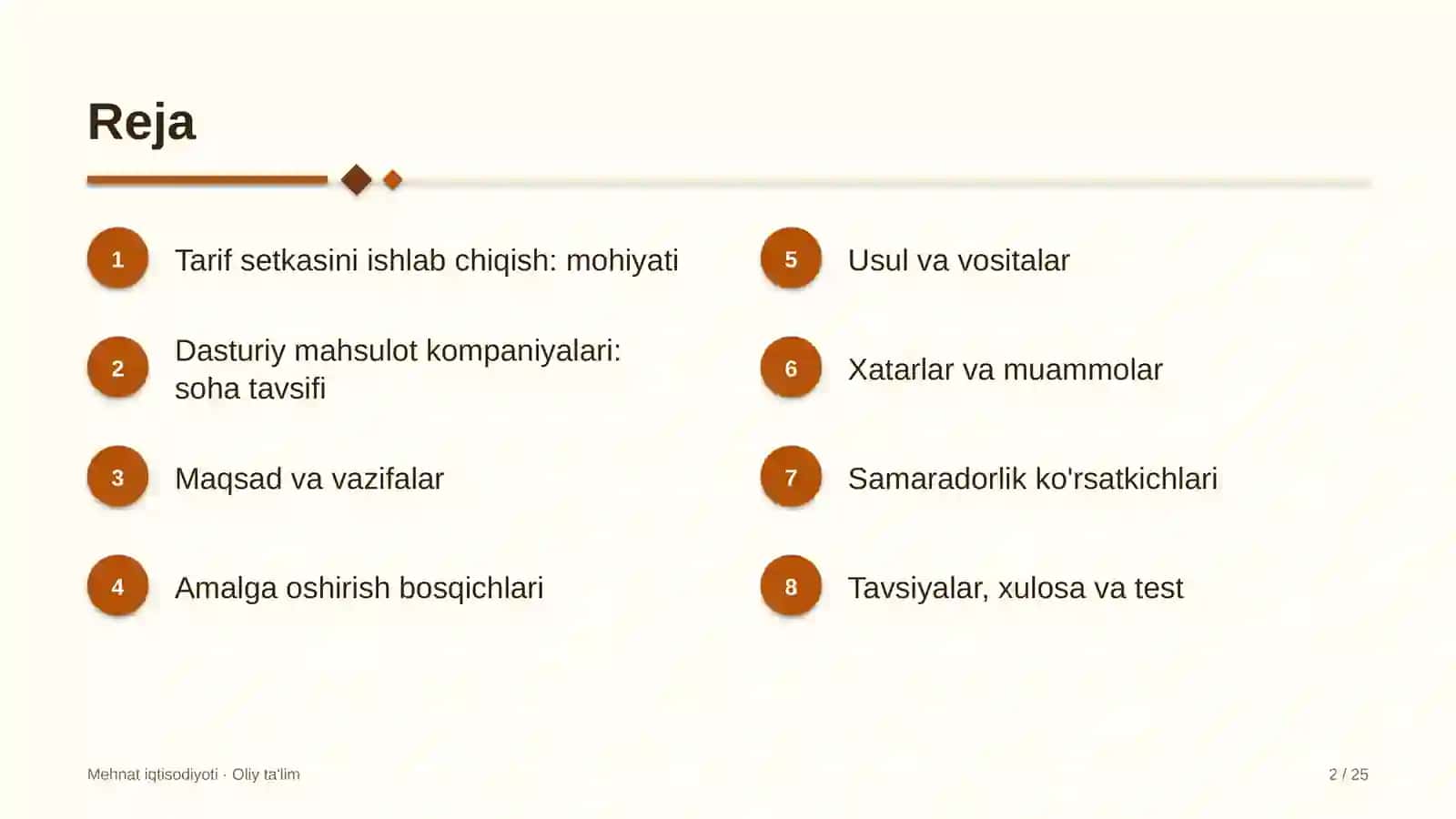 Dasturiy mahsulot kompaniyalarida tarif setkasini ishlab chiqish 2