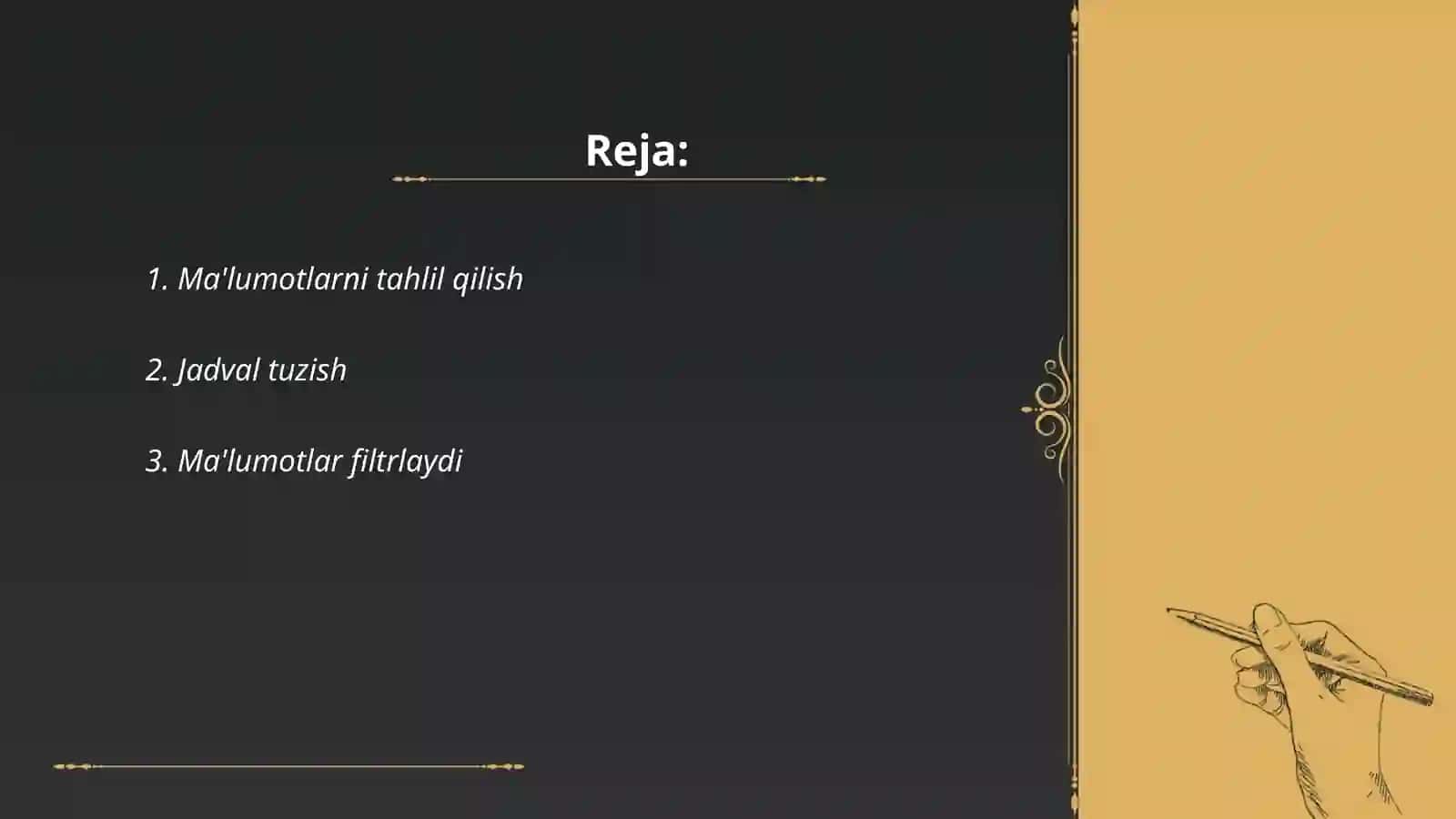 Matnli ma'lumotlarni qayta ishlash uchun elektron jadval muharrirlaridan foydalanish 2