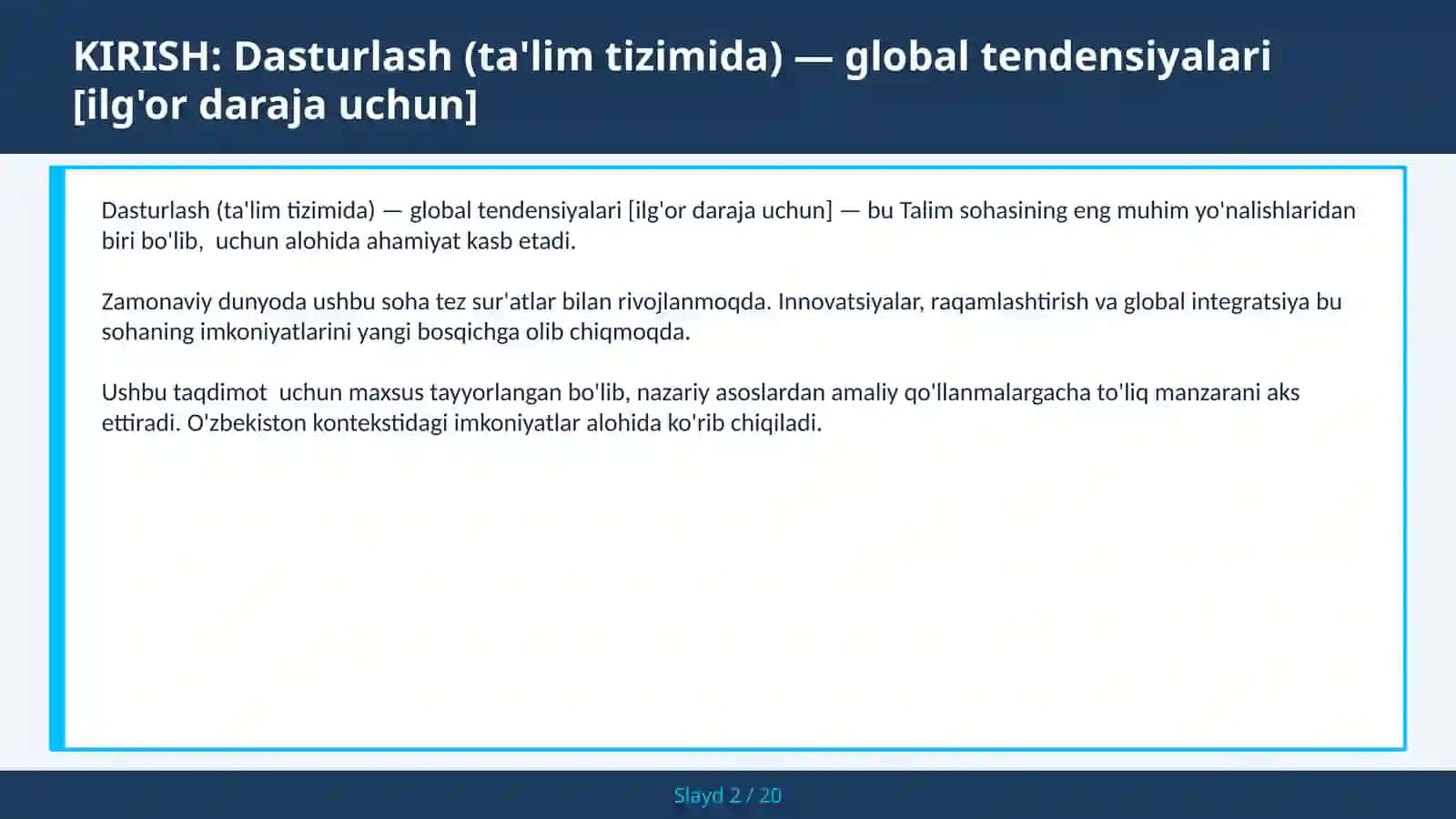 Dasturlash (ta'lim tizimida) — global tendensiyalari [ilg'or daraja uchun] 2