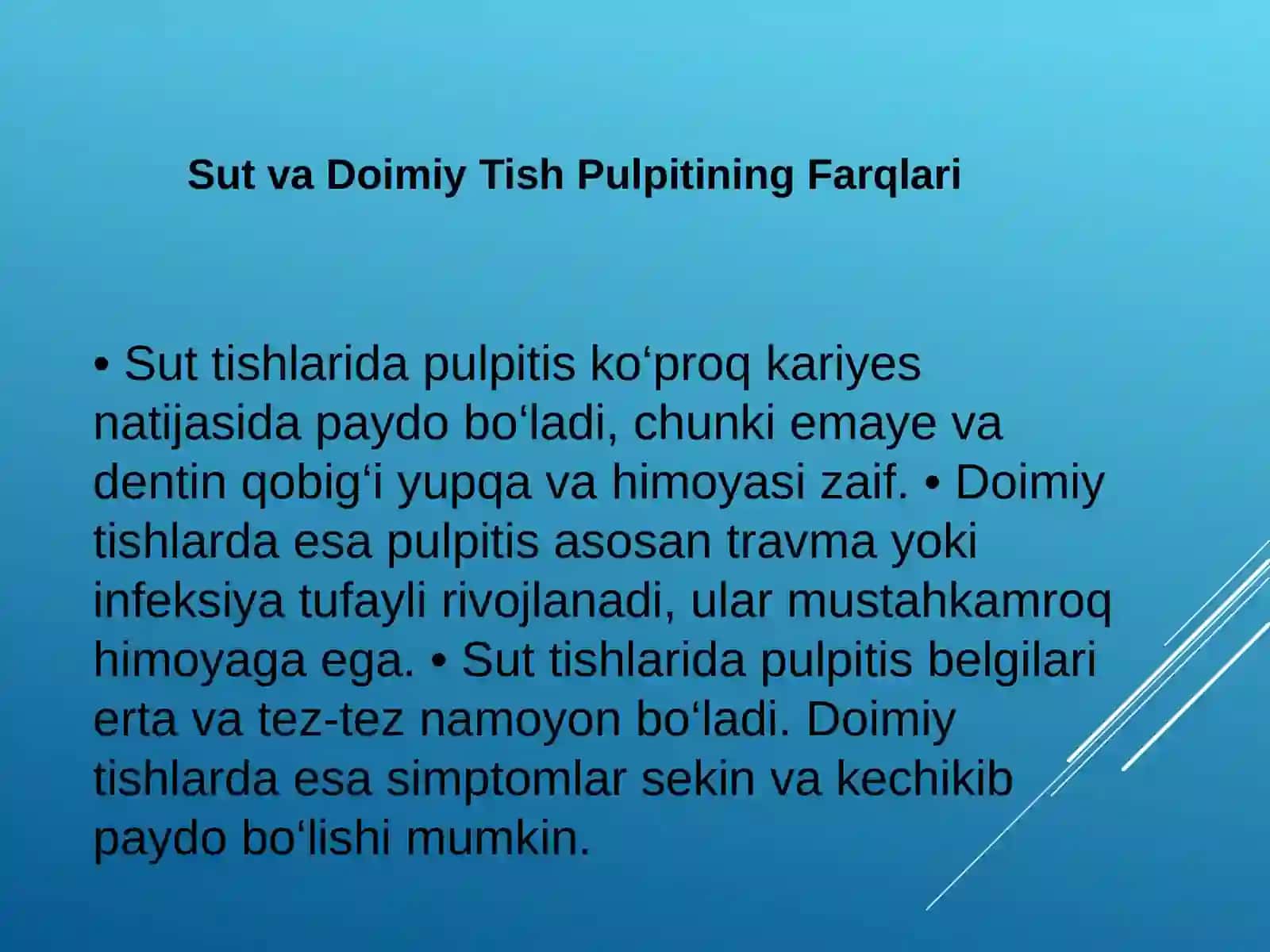 Sut va doimiy tish pulpitini davolashning zamonaviy usullari 2