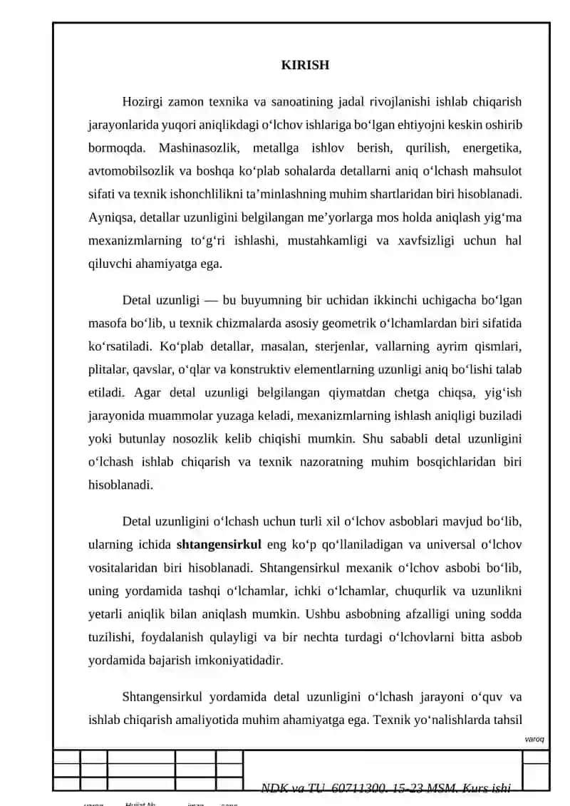 Shtangensirkul yordamida detal uzunligini o‘lchash 2