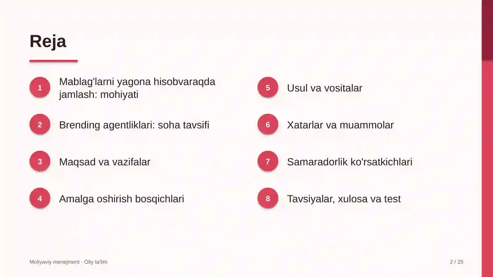Brending agentliklarida pul mablag'larini yagona hisobvaraqda jamlash 2