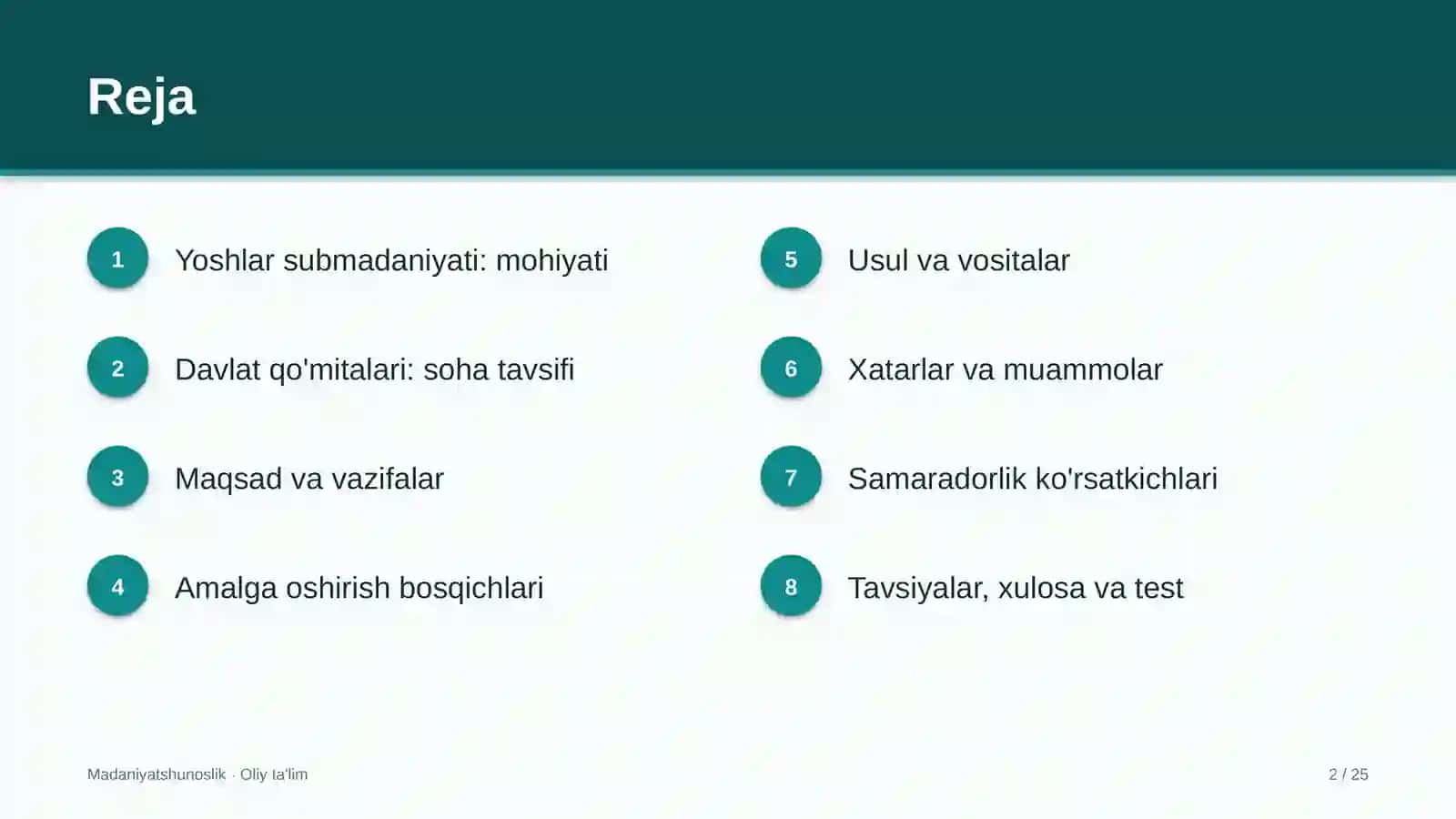 Davlat qo'mitalarida yoshlar submadaniyati 2