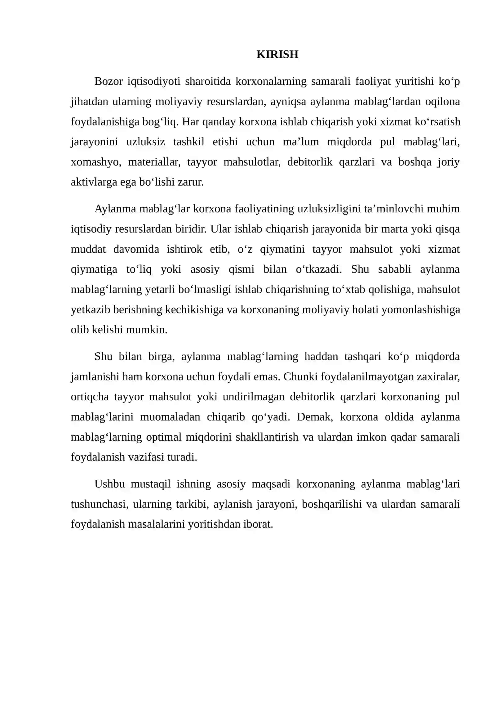 Korxonaning Aylanma Mablag‘lari 2