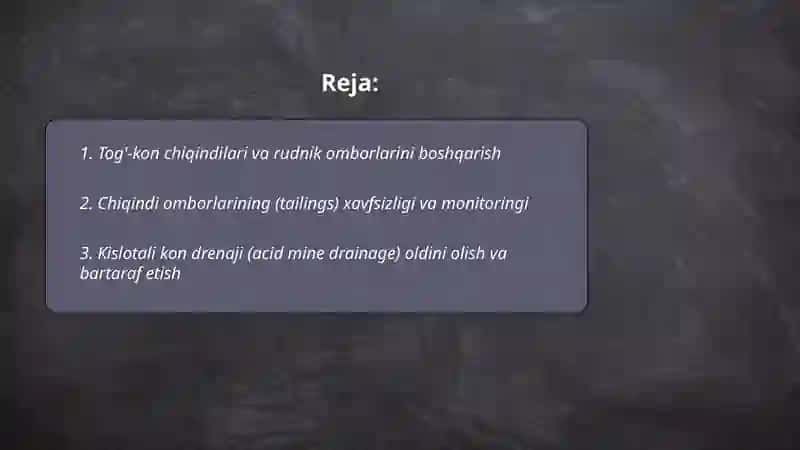 Tog'-kon, kimyo, metallurgiya sanoati va atrof -muhit muhofazasi 2